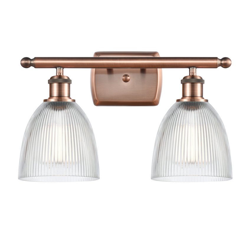 Éclairage pour salle de bain 2 lumières Asdsit, Transparent, Ampoule DEL 6 watts Vinage, Cuivre antique