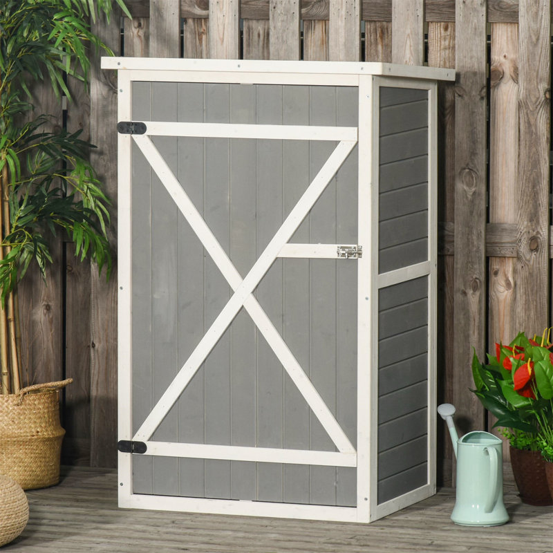 Bouzoun 2 ft. W x 2 ft. D Solid Wood Pent Tool Shed, Natural Wood/Grey