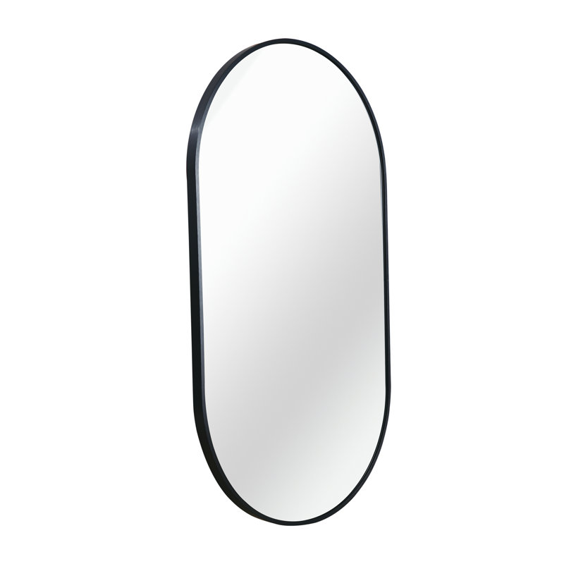 Miroir ovale en métal 20 pouces, 20 po x 28 po, Noir