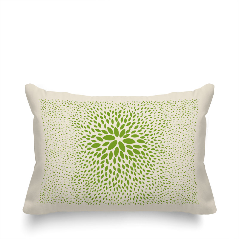 Housse et insert de coussin rectangulaire intérieur / extérieur en polyester filé Bavière, Chartreuse / crème