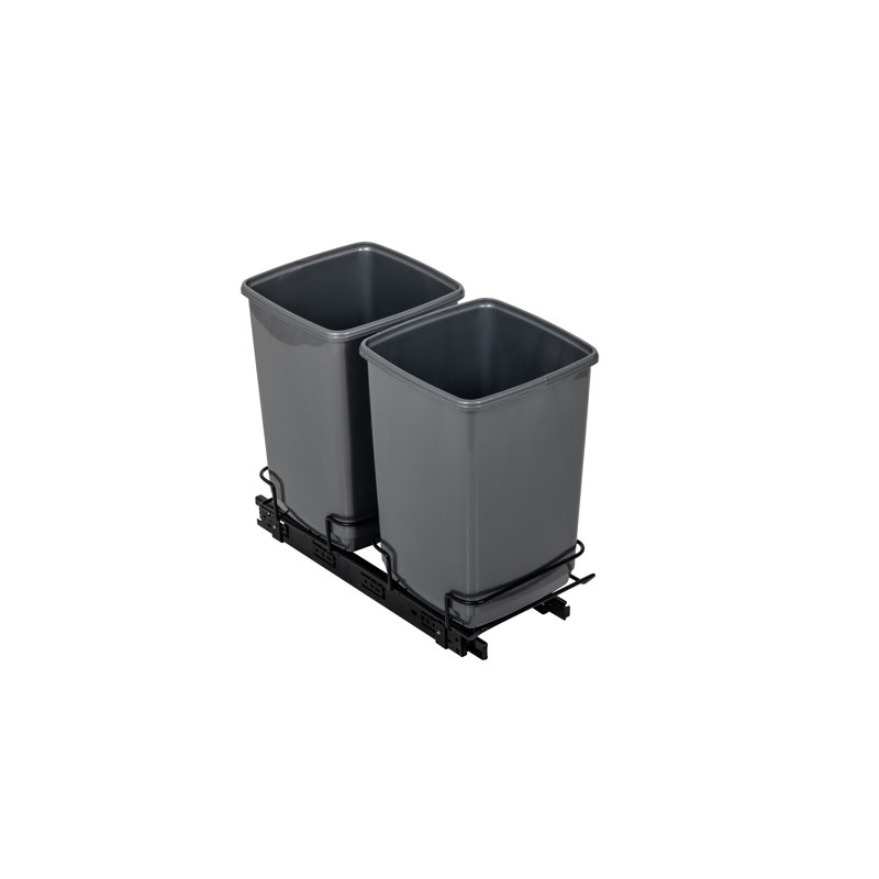 Addis 2 X 10 Litre In-Cupboard Recycling Bin Trash Waste System In Charcoal Grey