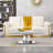 47.25 Inch Faux Marble Coffee Table, Rectangular Marble Top Living Room Table, Side Sofa Table, Modern Center Table with Silver Mirrored Finish Stainless Steel Base for Apartment Home Office-2102002914