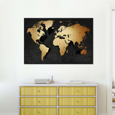 «World Map Gold Map», reproduction sur toile