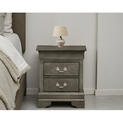 Temara Gray 2 Drawers Nightstand