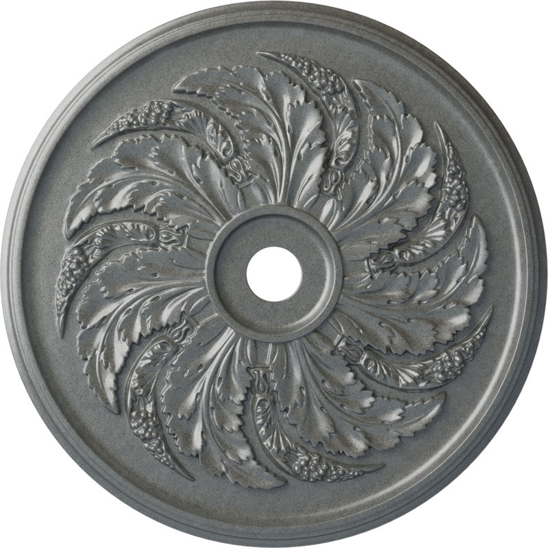 Médaillon de plafond Endurathane Shakuras, diamètre extérieur 47 5/8 po x P 2 po (pour auvents jusqu'à 6 1/2 po), finition argentée peinte à la main