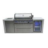 Mont Alpi 6-Burner 115000 BTU Deluxe Stainless Steel Island Barbecue Grill + Compact Refrigerator