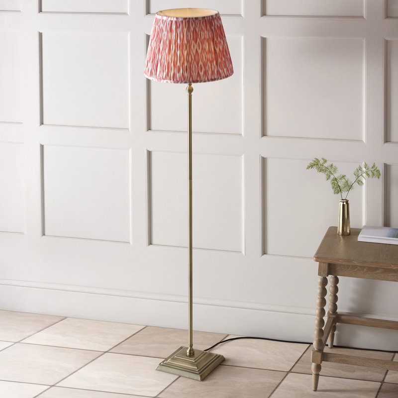 161cm Traditional Floor Lamp, Pink, Antique Brass