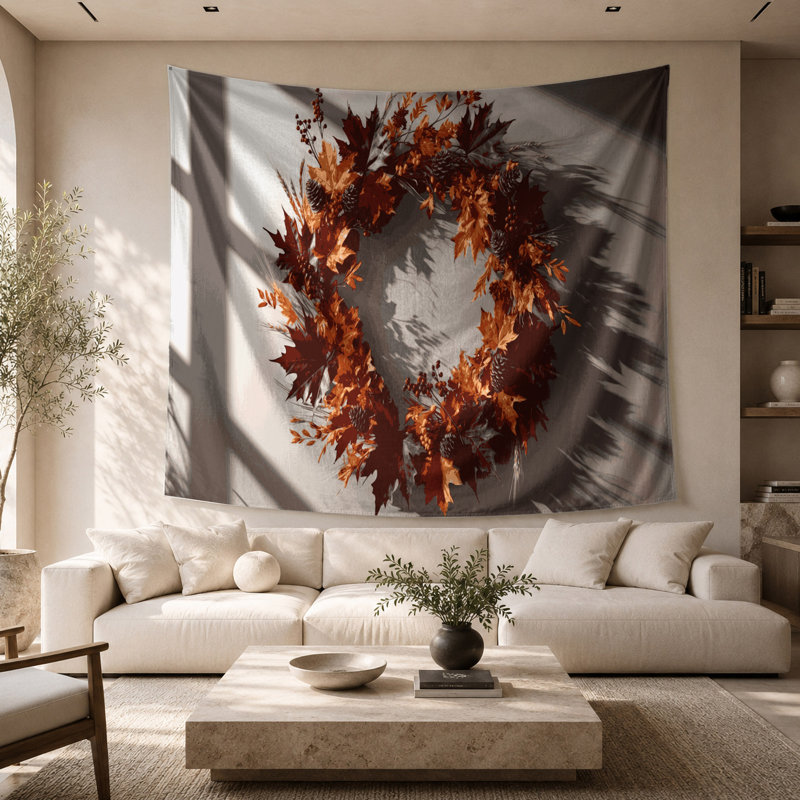Tapisserie murale de couronnes d'automne pour l'Action de grâce, 68 po x 80 po
