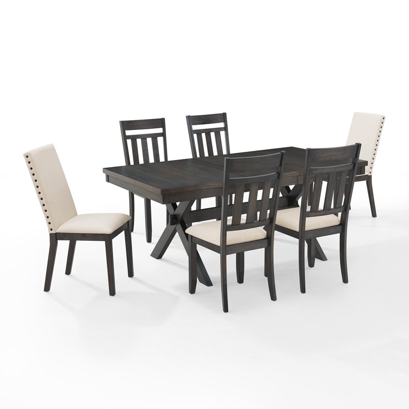 Ensemble de salle à manger avec rallonge Dunblane, 7 pièces: 1 table, 6 chaises
