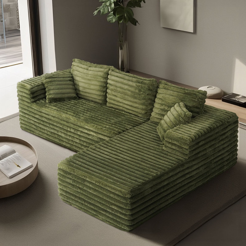 Lefkowitz 2 - Piece No Assembly Required Upholstery Sofa with Pillow, Green