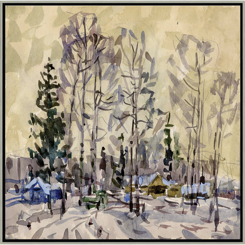 «Paysage russe 3», peinture à cadre flottant sur papier
