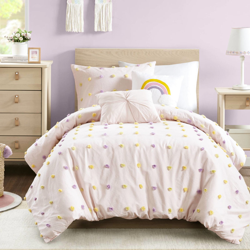 4 pièces d'édredon pour lit simple en coton rose TG, Édredon pour lit simple / simple TG + 3 pièces s