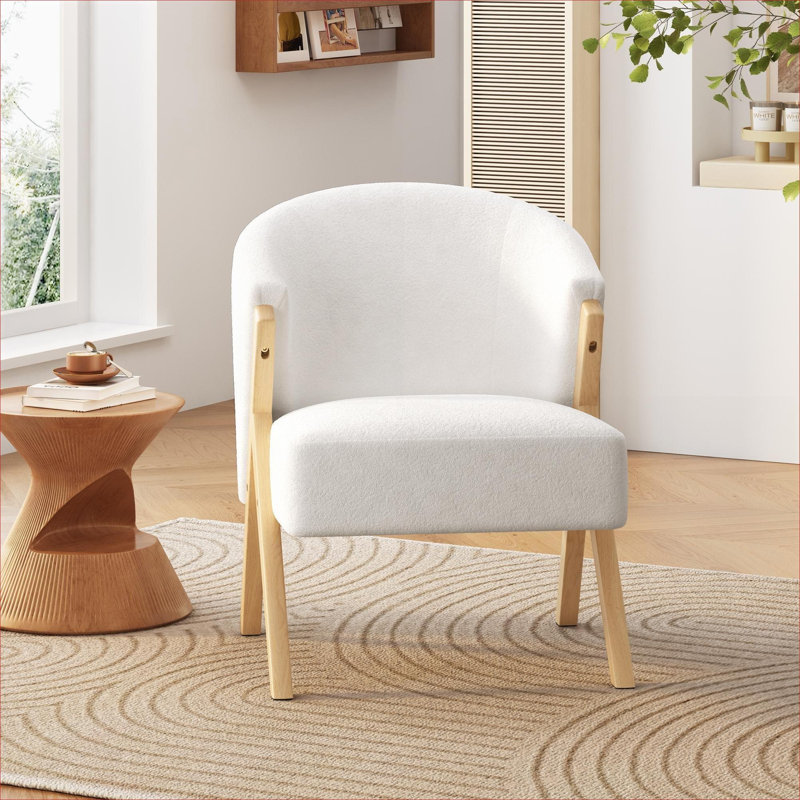 Fauteuil d'appoint compact et minimaliste moderne en bois massif de polyester blanc à 1 place pour le salon, la chambre et le bureau