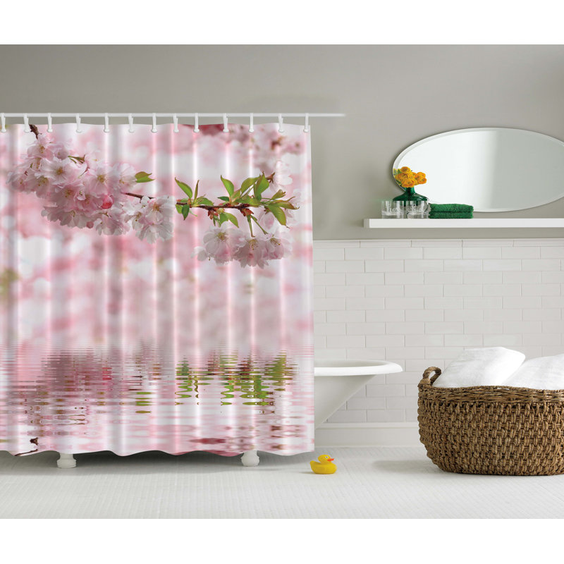 Floral Shower Curtain with Hooks Included