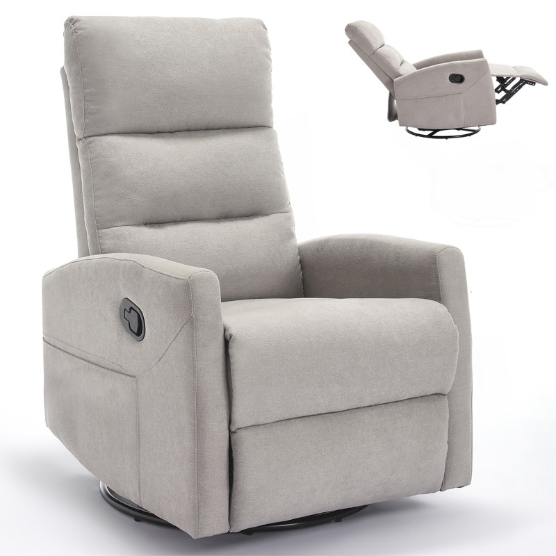 Fauteuil inclinable manuel avec chaise berçante et pivotante en tissu gris, Gris