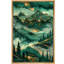 "Woodland Forest Landscape Emerald Green Mountain Peak Landscape", art moderne très grand, reproduction d'art sur toile encadrée-108480903-108480901