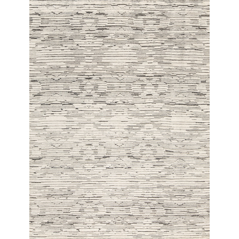 Wool Geometric Area Rug in Gray, Rectangle 6' x 9'