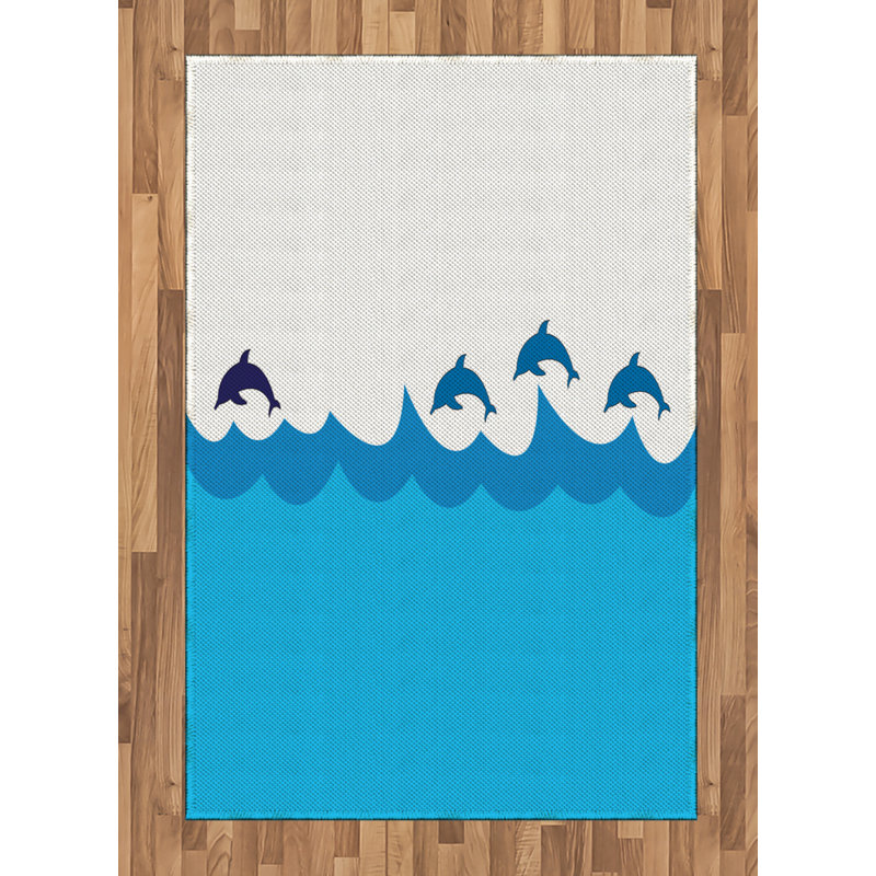 Blue High Density Long Fiber Poly Threads Decorative Area Rug Carpet, Rectangle 4' x 5'8"