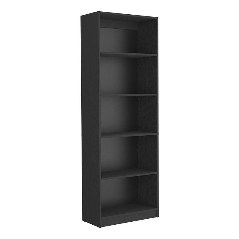 Bibliothèque à 4 tablettes, bureau, Noir