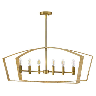 40" 6-Light Candle Open Frame Linear Chandelier