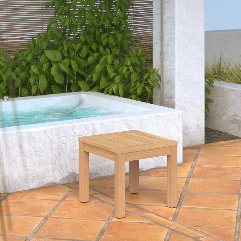 Paulet 20" W x 20" D Square Solid Acacia Wood Outdoor Side Table 