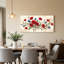Art sur toile, coquelicots rouges et chardons bleus sur fond crème-133893558