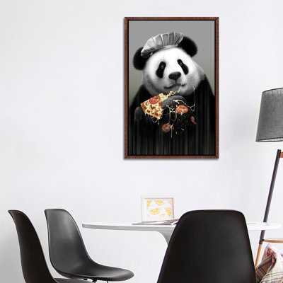 Panda Loves Pizza by Adam Lawless - Print on Canvas