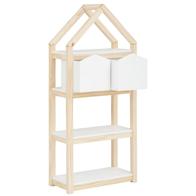 Fauina 139cm H x 59.5cm W Solid Wood Standard Bookcase, White/Natural