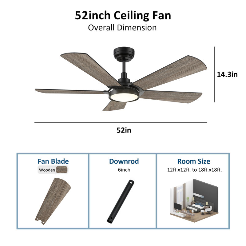 Billylee 52'' Ceiling Fan with LED Lights