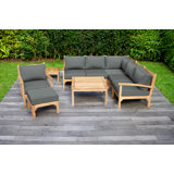 Huntington 4 Piece Teak Sectional Seating Group with Sunbrella Cushions