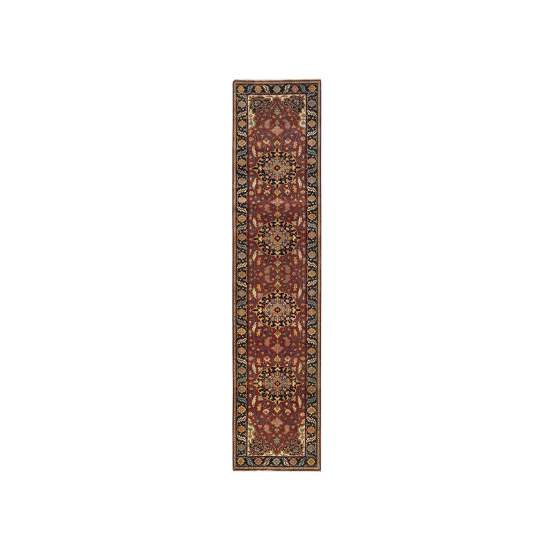 2'8"x12' Red Antiqued Saroogh Re-Creation Wool Hand Knotted Runner Rug F00856A91A4C41E9A597C331D8725799