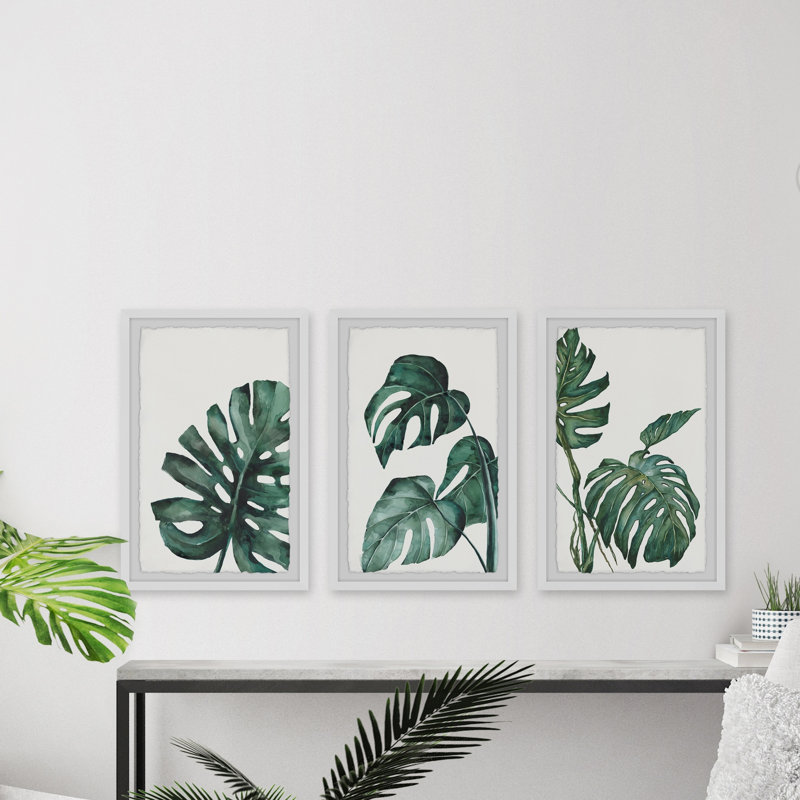 Palmera blanc triptyque, H 30 po x l 20 po x P 1,5 po