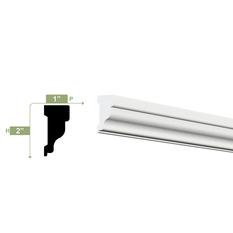 White PVC General Purpose Decorative Moulding, 2'' x 96''