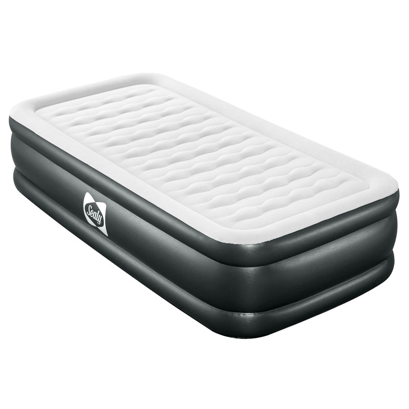 Sealy Twin 18" Gray and White Inflatable Air Mattress with Built-In Pump
