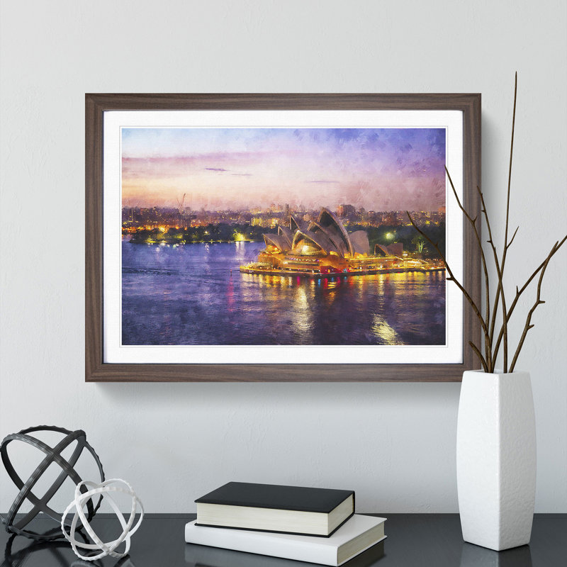 Sydney Opera House Vol.2 - Picture Frame Painting, Walnut Framed, 36cm H x 48cm W x 2cm D