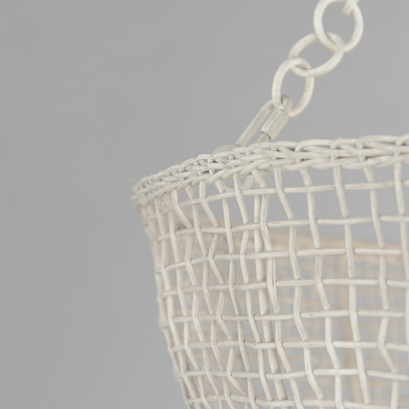 Cestino-Invert Bowl Pendant, Weathered White