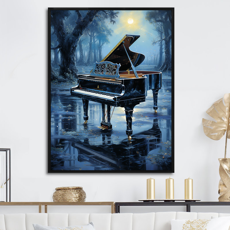 «Piano Forest Reflection I», reproduction sur toile, H 32 po x l 16 po, Encadrement doré