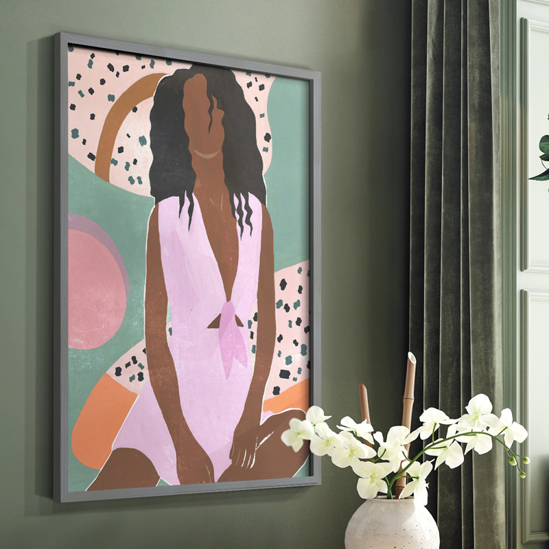 «Curly Lady III», reproduction encadrée - bois massif, Gris, H 10 po x l 8 po