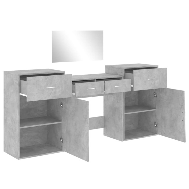 Dressing Table with Mirror, Concrete Grey