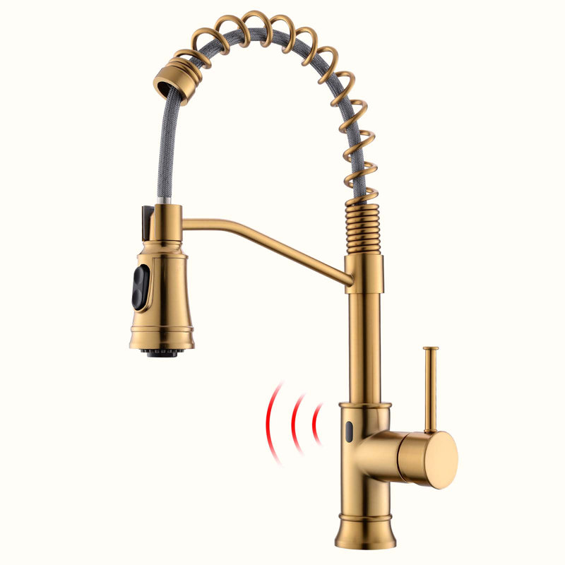 HOOSENG Pull Down Touchless Kitchen Faucet, Brushed Gold