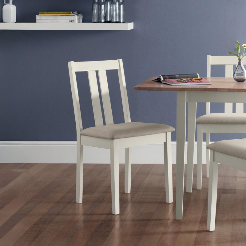 Side chair Set Brookvale of Solid Wood, White, Ivory