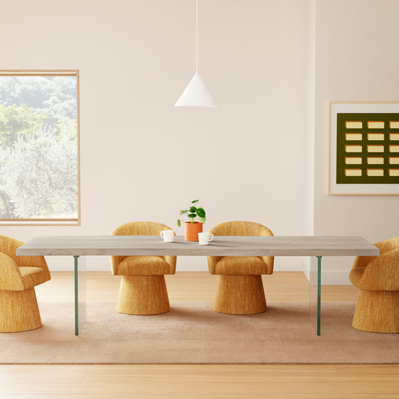 Colin Acacia Solid Wood Top Dining Table, White Wash, 29.75"H x 116"L x 40"W