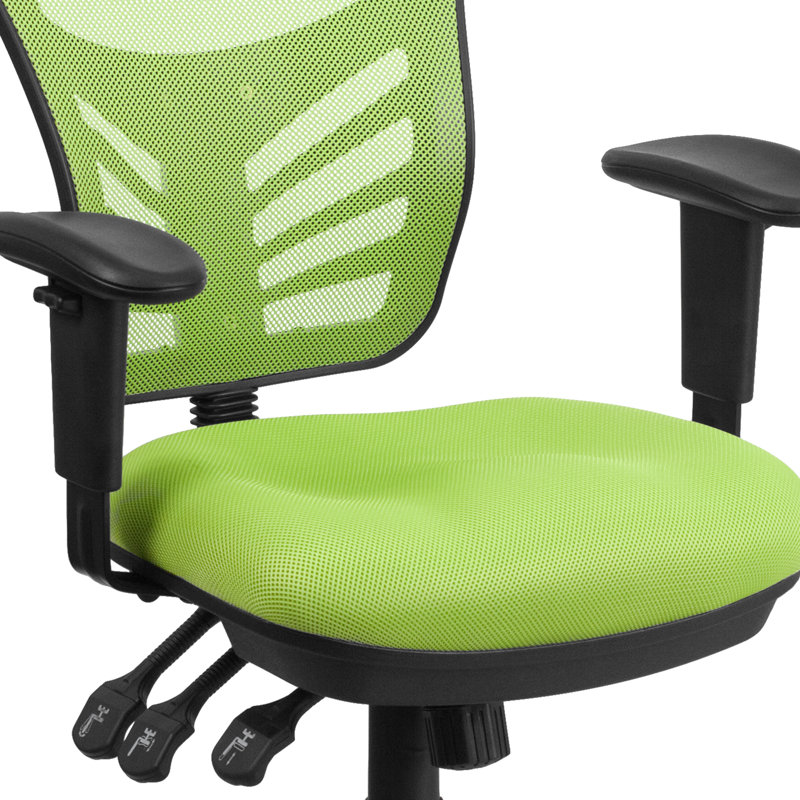 Mid-Back Mesh Multifunction Executive Swivel Ergonomic Office Chair with Adjustable Arms, Green