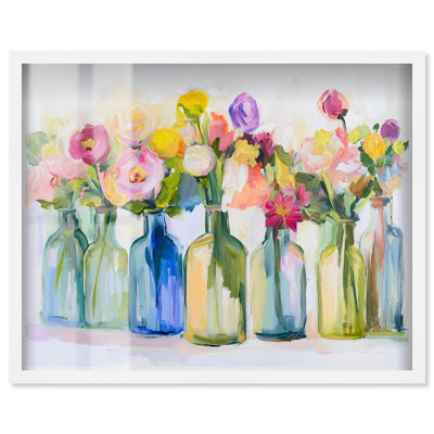 «Bottles and Blooms Shadowbox Print Farmhouse» par Art Remedy