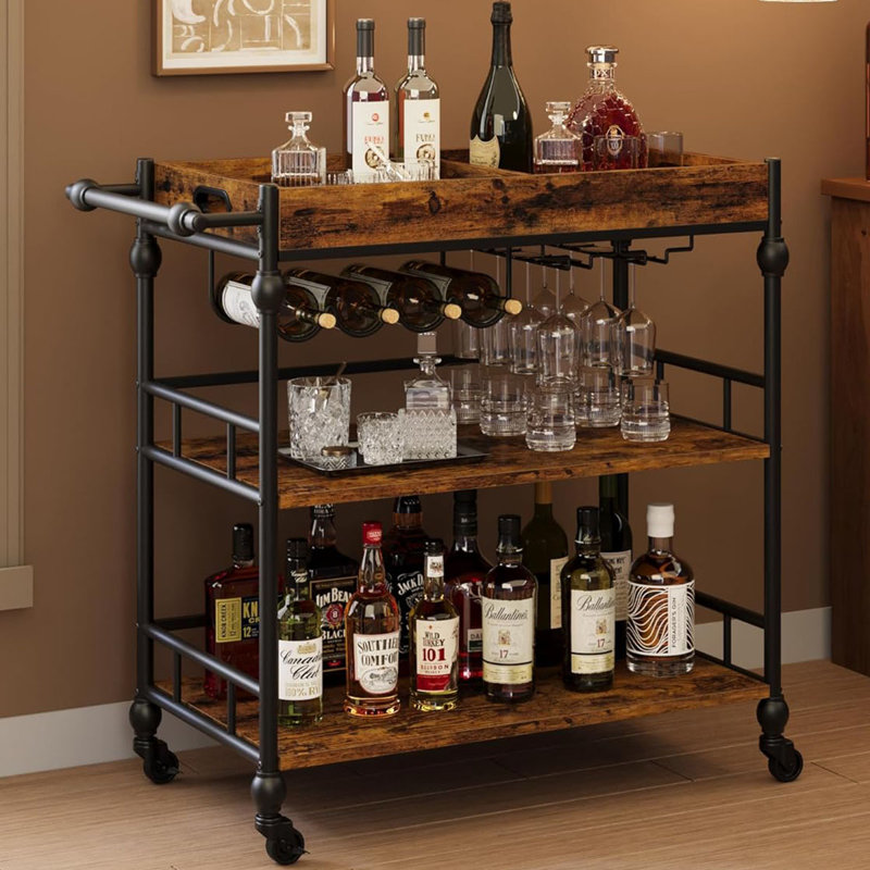 Landaff Metal Bar Cart, Brown