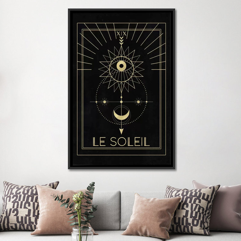 « le soleil », impression sur toile, H 26 po x l 18 po x P 1,5 po, Toile avec cadre noir, Pas de tapis