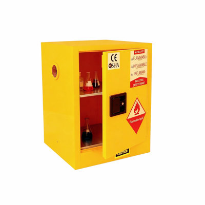 Armoire de sécurité en acier 20 gallons (H 23 x l 18 x P 18) - Conforme à la norme OSHA avec verrou 3 points Tablette et carter étanche | Armoire de sécurité CE / ROHS pour laboratoire, garage, matériaux dangereux