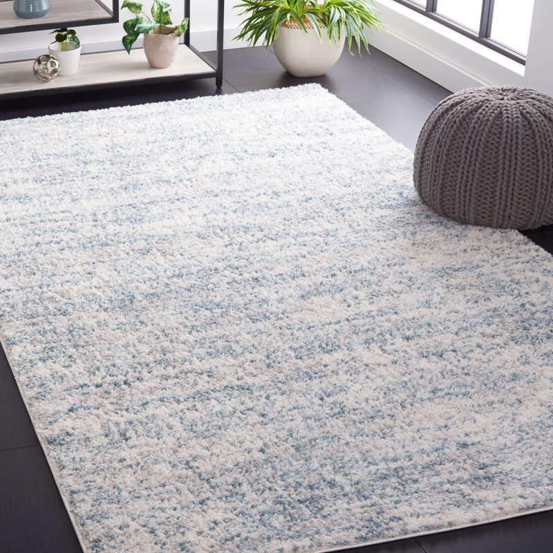 Jeremias Berber Shag 563 Area Rug In Ivory / Light Aqua, Rectangle 2'3" x 3'11"