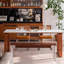 Blanc / pierre rectangulaire brun clair + table de salle à manger papillon en bois massif-451350498