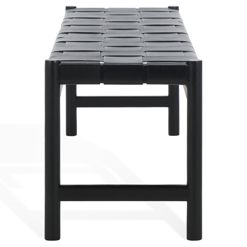 Devnie Woven Leather Bench, Black, Black